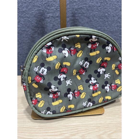 Disney Mickey Mouse Travel Make Up Bag Pouch Olive Green 7x5x2 - Picture 2 of 5